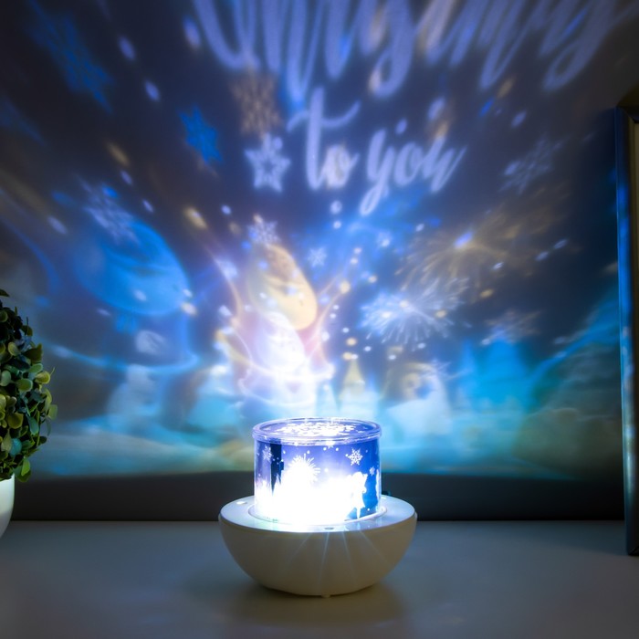 Ночник-проектор Галактика LED USB АКБ белый 13х13х15 см 7856859