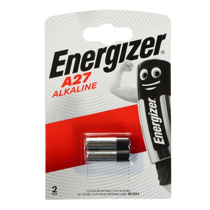 Батарейка алкалиновая Energizer, LR27 (A27,MN27) - 2BL, 1.5В, блистер, 2 шт.