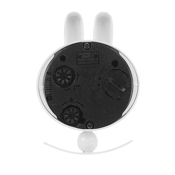 Будильник детский "Зайка с ушками", на качалке, белый, d=4 см