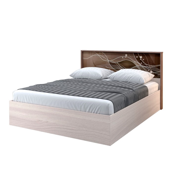 Кровать «Николь» с ПМ, 1600 × 2000 мм, ясень шимо светлый / тёмный