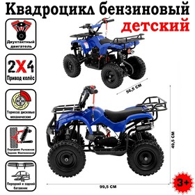 

УЦЕНКА Квадроцикл бензиновый детский, двухтактный, 49 сс, механический стартер, синий, М-49