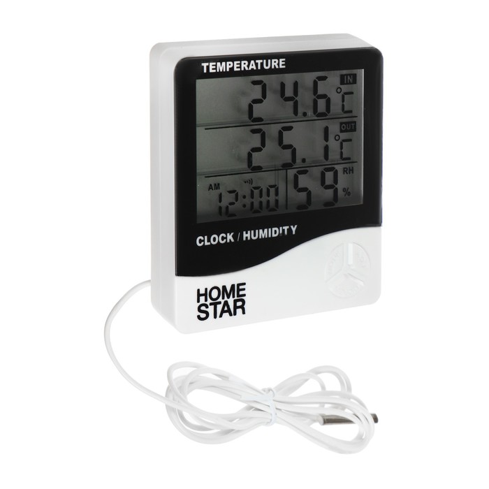 Термометр-гигрометр HOMESTAR HS-0109, комнатный, измерение влажности, белый термометр гигрометр цифровой homestar hs 0109 с выносным датчиком