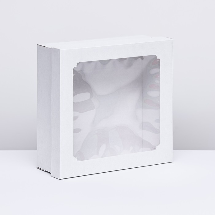 цена Коробка самосборная,с окном, белая, 30 х 30 х 12 см