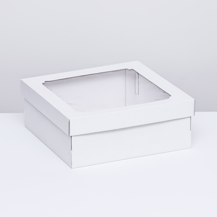 Коробка самосборная,с окном, белая, 30 х 30 х 12 см