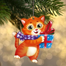 Новогодняя подвеска «‎Котенок с подарком» Ош
