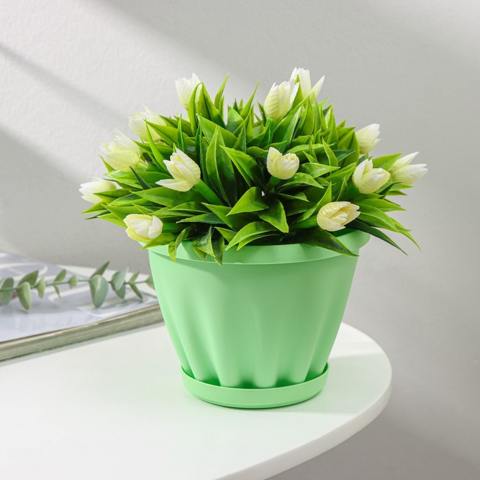 Горшок для цветов с поддоном «Знатный», 1 л, d=14 см, цвет зелёный горшок для цветов с поддоном венеция 4 1 л d 21 см цвет белый