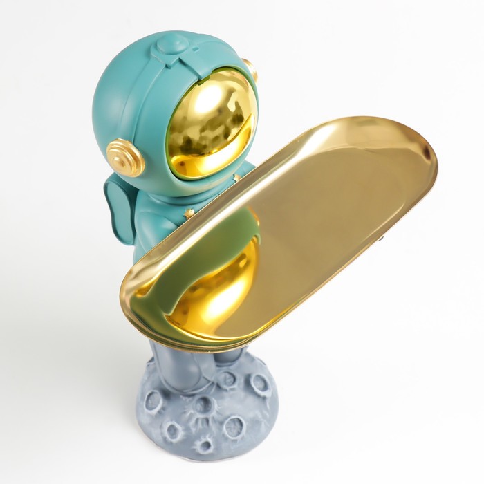 Сувенир полистоун подставка "Космонавт на астероиде" тёмно-зелёный 29х17х22,5 см 9045881