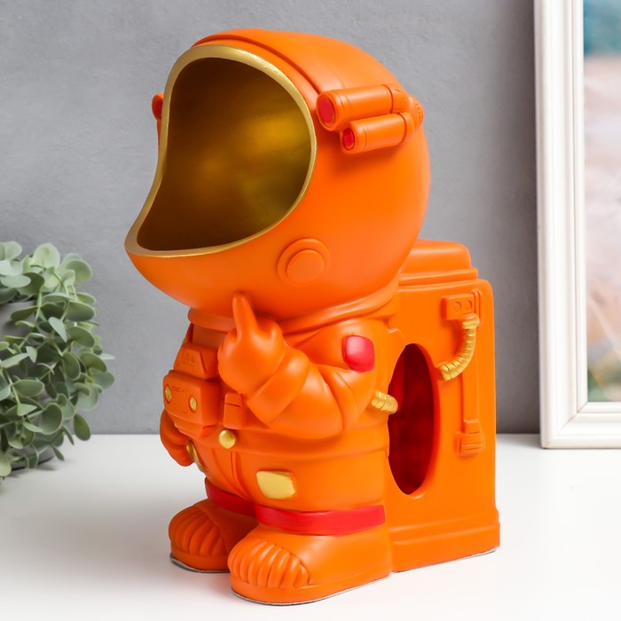 Сувенир полистоун салфетница+подставка "Космонавт" оранж 29х19х19 см 9045911