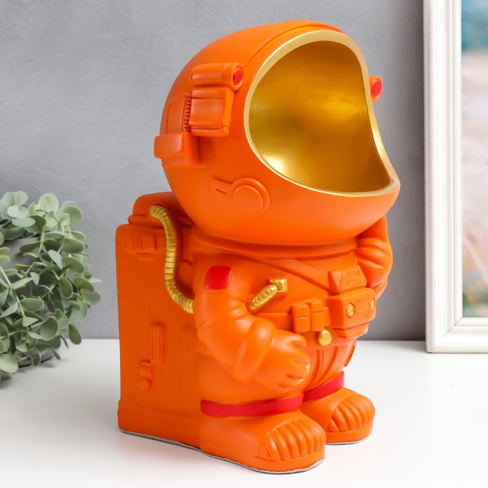 Сувенир полистоун салфетница+подставка "Космонавт" оранж 29х19х19 см 9045911