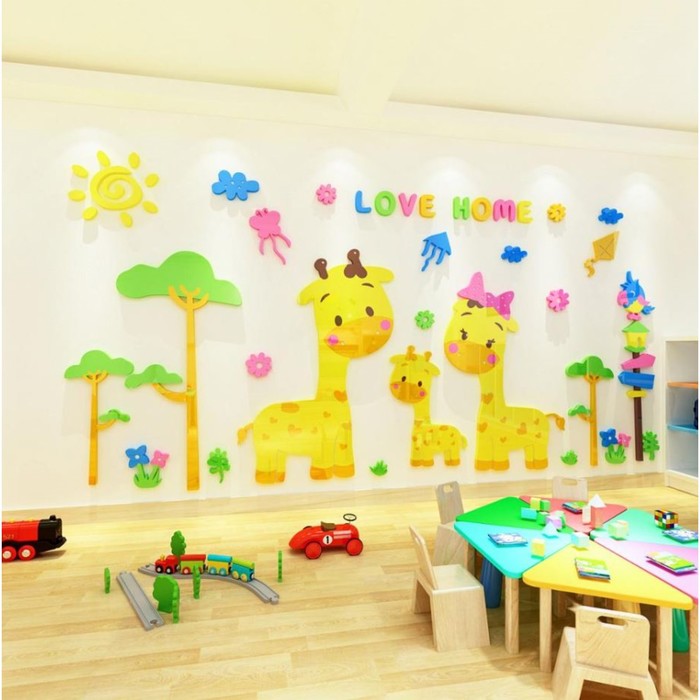 Наклейки интерьерные Жирафы, детские, декор на стену, панно 150 х 75 см цена и фото