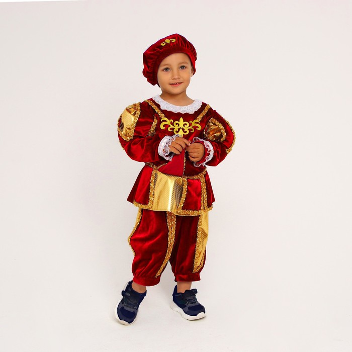 Карнавальный костюм «Принц», цвет красный, р. 32, рост 110-116 см карнавальный костюм белочка умелочка р s рост 110 116 см