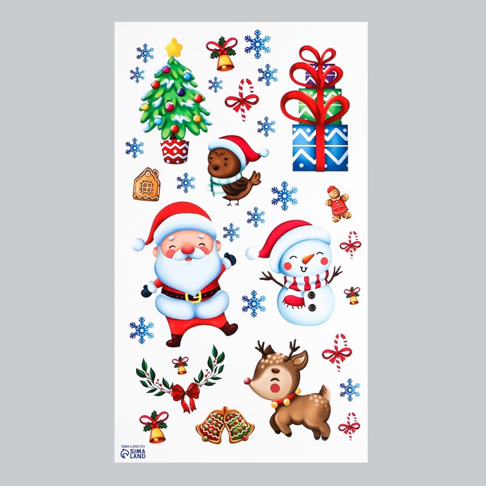 Интерьерная наклейка "Дед мороз и друзья" 30х50 см