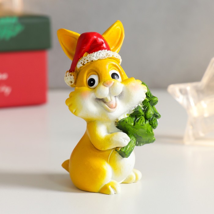 

Сувенир полистоун "Зайчик новогодний" МИКС 4,5х4х7,5 см