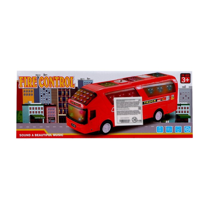 Автобус "Город", свет и звук, работает от батареек, цвет красный