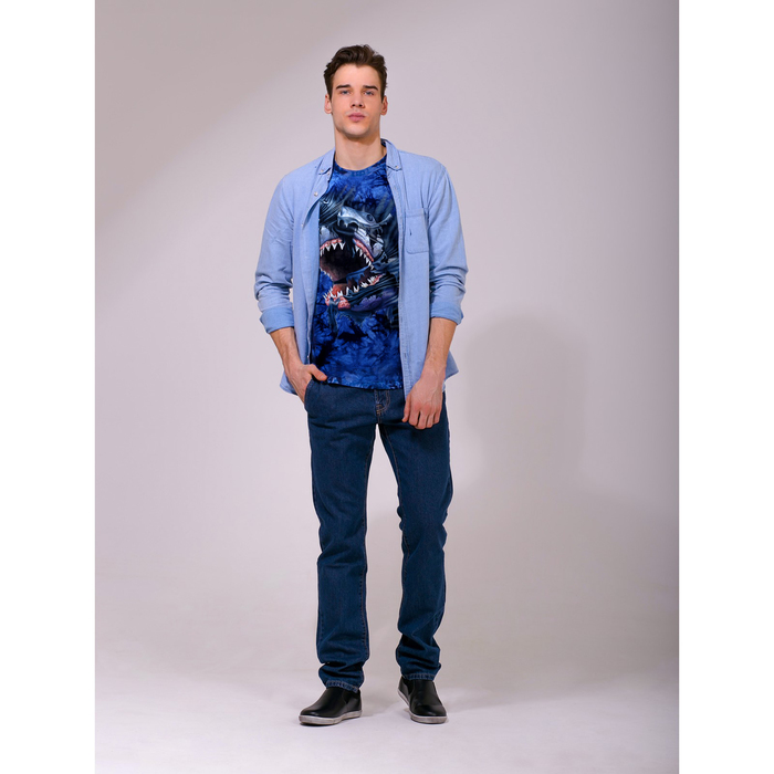 Футболка мужская Collorista 3D Shark, размер M (46), цвет синий