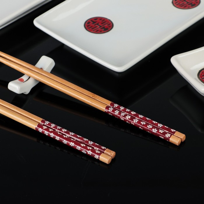 Набор для суши "Иероглифы на белом", 10 предметов