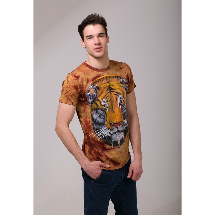 Футболка мужская Collorista 3D DJ Tiger, размер L (48), цвет коричневый