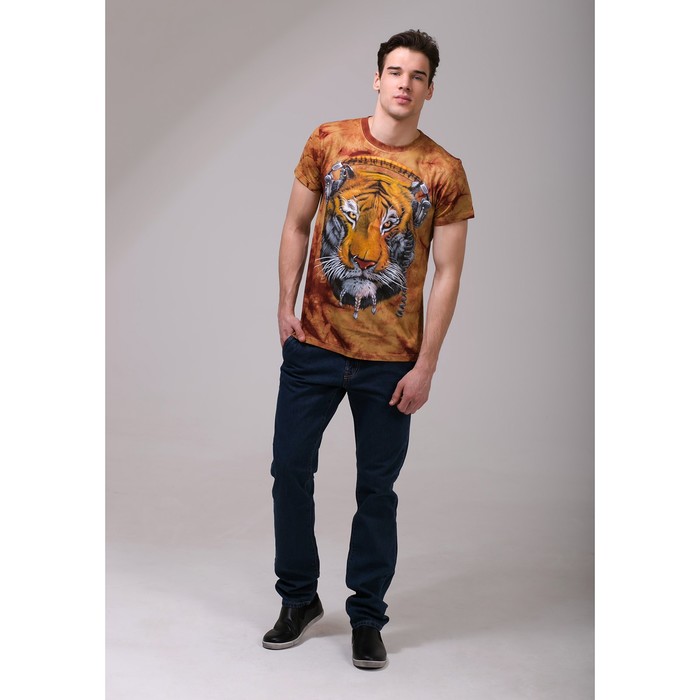 Футболка мужская Collorista 3D DJ Tiger, размер L (48), цвет коричневый