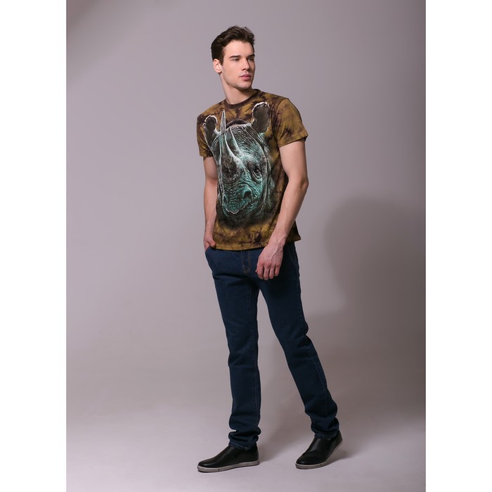 Футболка мужская Collorista 3D Rhino, размер S (44), цвет коричневый