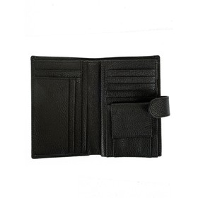 

Портмоне на кнопке, отдел для карт(10)/монет/купюр, цвет черный 10х14х2см