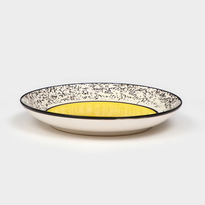 Тарелка керамическая Персия, 19 см, плоская, жёлтая, 1 сорт, Иран кружка керамическая персия 350 мл жёлтая 1 сорт иран
