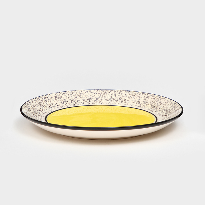 Тарелка керамическая Персия, плоская, 25 см, жёлтая, 1 сорт, Иран тарелка керамическая персия 16 см микс 1 сорт иран