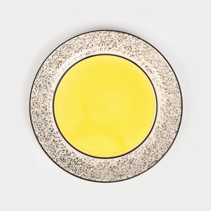 фото Тарелка керамическая "персия", плоская, 25 см, жёлтая, 1 сорт, иран керамика ручной работы