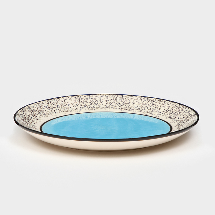 Тарелка керамическая Персия, плоская, 25 см, синяя, 1 сорт, Иран тарелка керамическая кабачок плоская зеленая 28 5 см 1 сорт иран