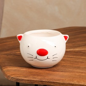 

Кашпо "Кот", белое, керамика, h=11 см, 0.5 л, 1 сорт, Иран