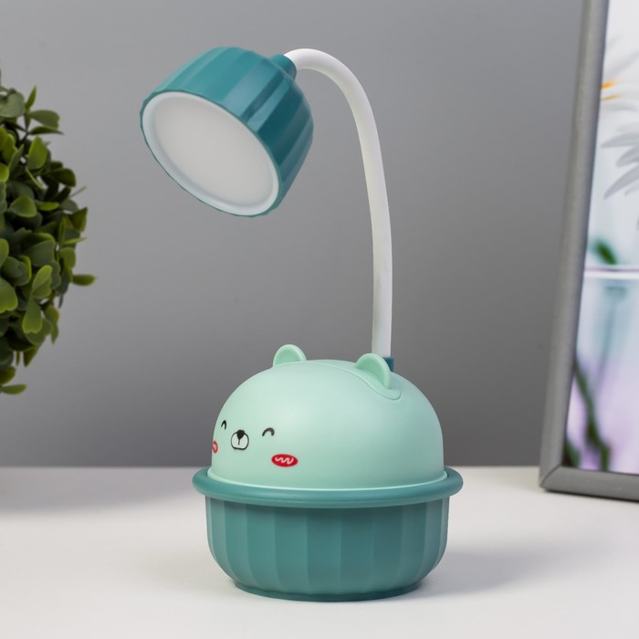 Настольная лампа Мишка LED 3Вт USB голубой 8,6х8,6х20,5 см RISALUX