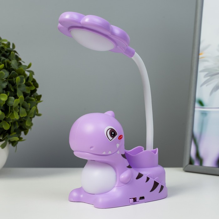 Настольная лампа "Сказочный динозаврик" LED 3Вт USB фиолетовый 7х12х33 см