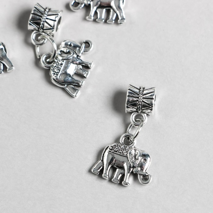 Бейл с подвеской металл для творчества Индийский слон серебро 2,4 см