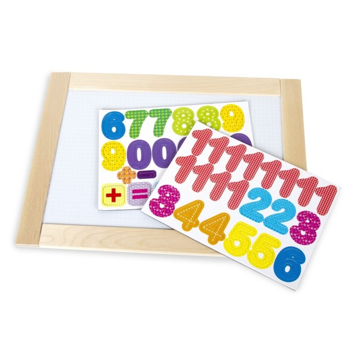 Доска двухсторонняя, обучающая, магнитно-маркерно-меловая «Весёлые цифры», 36.5 см × 26.5 см, магнитные цифры и знаки