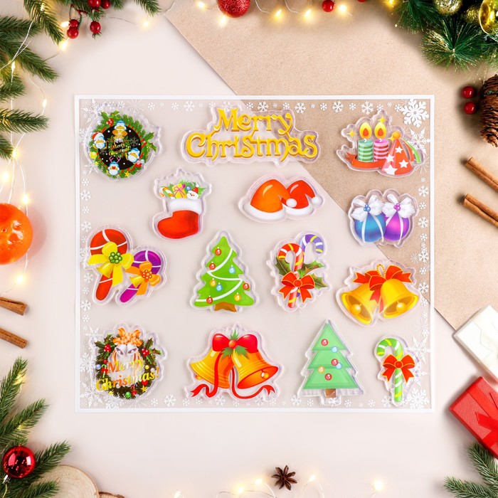 

Наклейки на окна "Merry Christmas" новогодняя атрибутика, 30 х 25 см