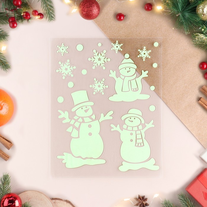 

Наклейки на окна "Новогодние" снеговики, 28 х 19 см