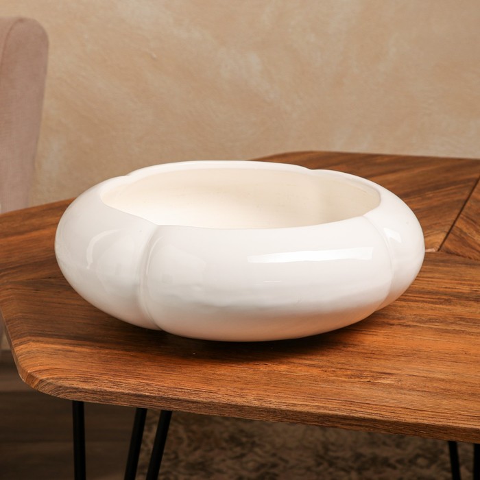 

Горшок для цветов "Бонсайница", белый, керамика, без поддона, d=22 см, 2 л, 1 сорт, Иран