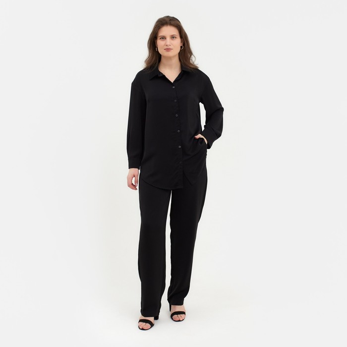 Костюм женский (рубашка, брюки) MINAKU: Silk pleasure цвет чёрный, размер 56