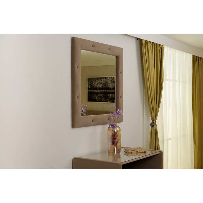 Зеркало квадратное «Алеро», велюр velutto 06, цвет бежевый