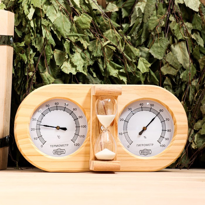 Термометр-гигрометр для бани с песочными часами, деревянный цена и фото