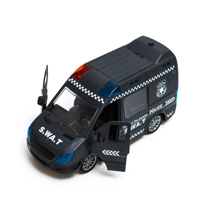 Машина радиоуправляемая «Спецназ», работает от батареек, свет и звук, цвет чёрный