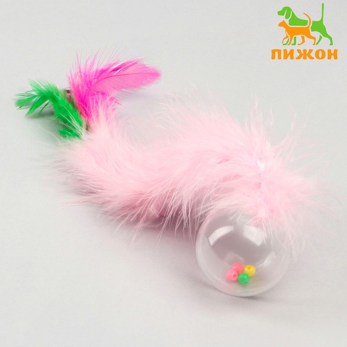 игрушка для кошек keyprods шарик с длинным хвостом Игрушка Шарик с длинным хвостом, шар 4,2 см, розовая
