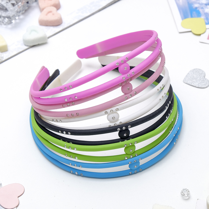 Ободок для волос двойной "Бархат" капелька, микс