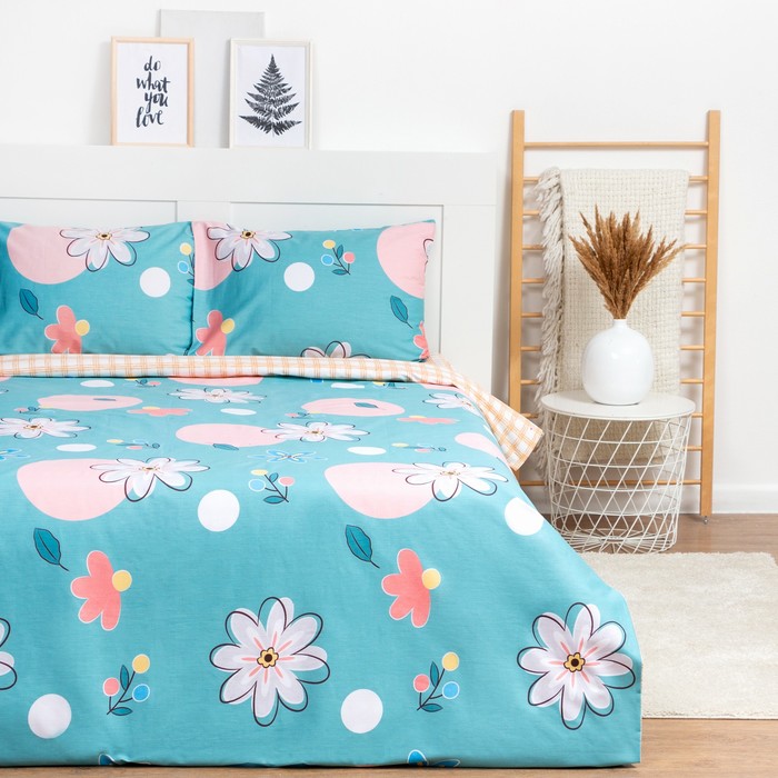 фото Постельное бельё lovelife 1,5сп «цветы» 143х215см,150х225см,50х70см-2шт,100%хлопок,сатин,125г/м²