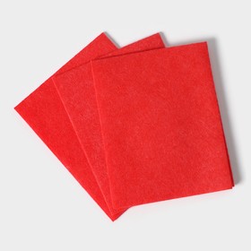 Набор салфеток вискозных для сухой и влажной уборки Доляна, 3 шт, 30×38 см, цвет красный Ош