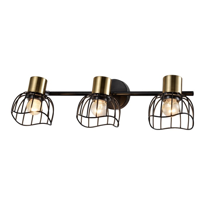 

Светильник ЭкономСвет 14966/3wBK+AB BK, E27, 3x40Вт, цвет чёрный