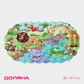 SPA-коврик для ванны на присосках Доляна «Звери Африки», 36×67 см Ош