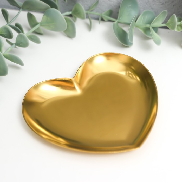 фото Подставка для мелочей нержавеющая сталь "сердце" золотистая 9,2х9 см