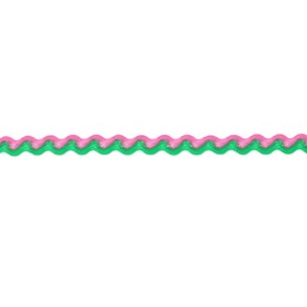 Тесьма «Змейка», ширина 0,8 см, по 50 м, цвет розово-зелёный