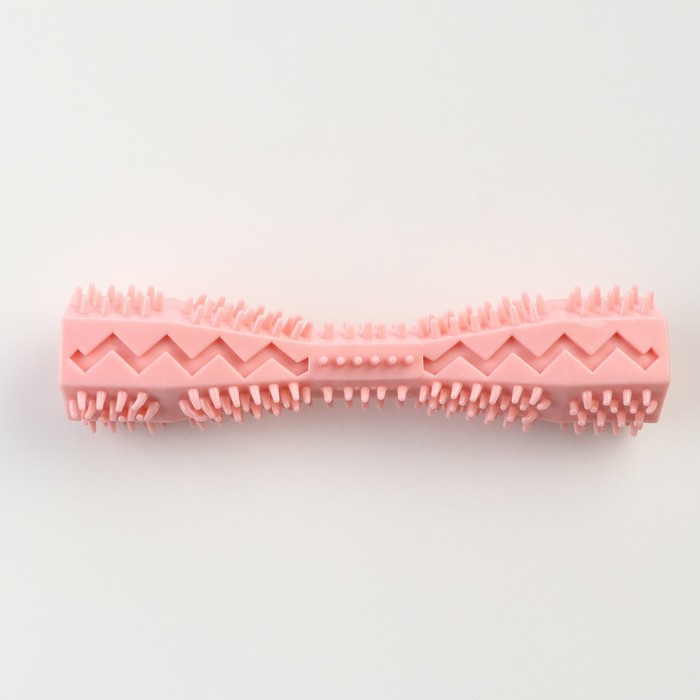фото Игрушка для лакомств и сухого корма "чистилка", tpr, массажная, 14 х 3,6 см, розовая пижон