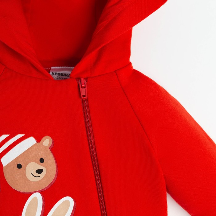 фото Комбинезон с капюшоном крошка я «новогодние зверята», рост 68-74 см, цвет красный